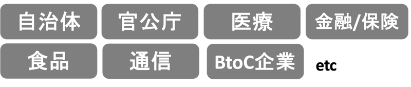 自治体 官公庁 医療 金融/保険 食品 通信BtoC企業